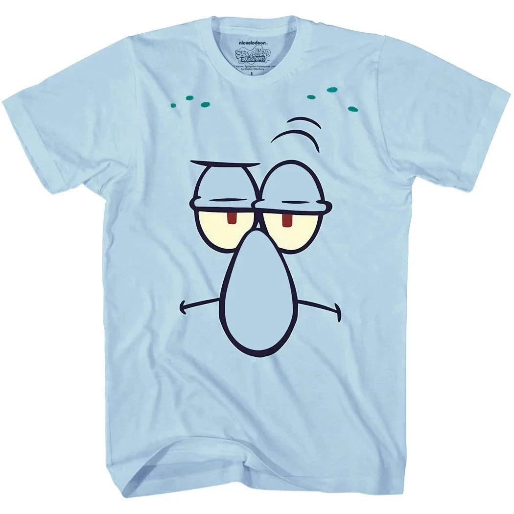 Camiseta de algodón de Bob Esponja - Cara de Calamardo (azul)