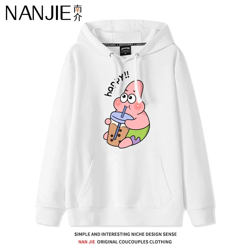 Sudadera blanca con capucha de Patricio Estrella - Hora del snack