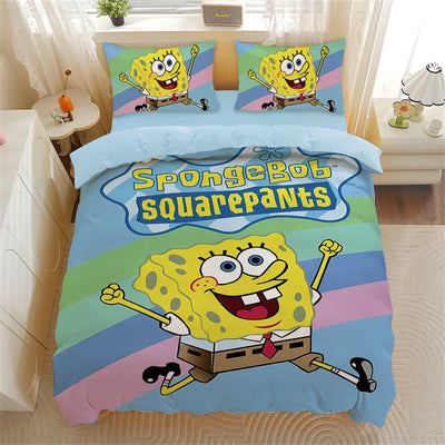 Juego de funda nórdica Bob Esponja - Diseño Logotipo Vintage Arcoíris