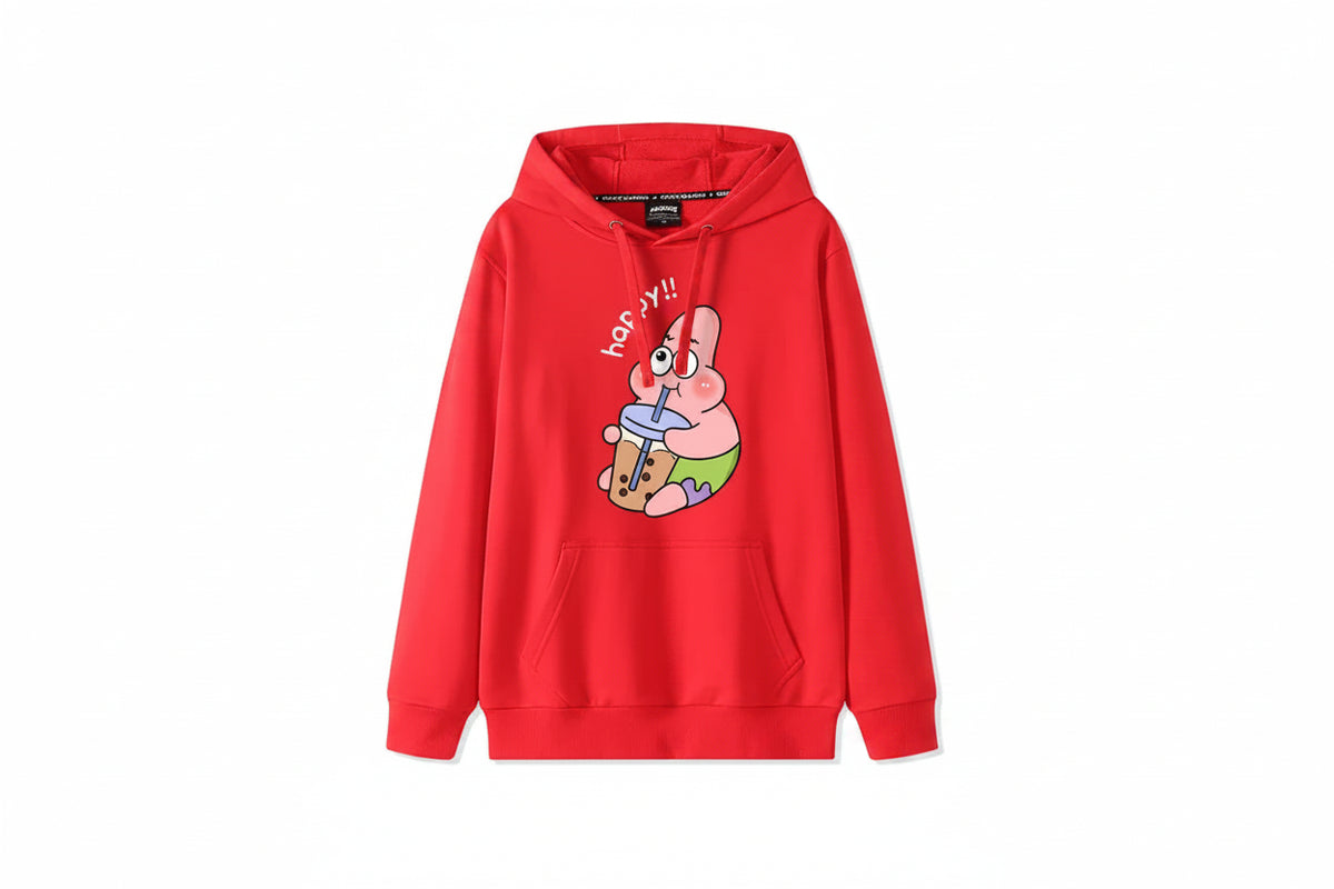 Sudadera roja de Patricio Estrella - Fan de las hamburguesas