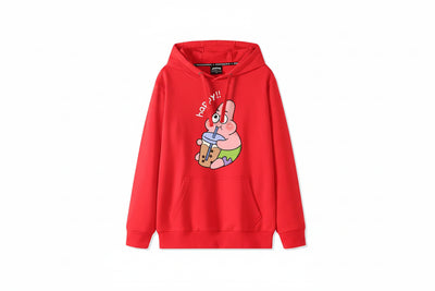 Sudadera roja de Patricio Estrella - Fan de las hamburguesas