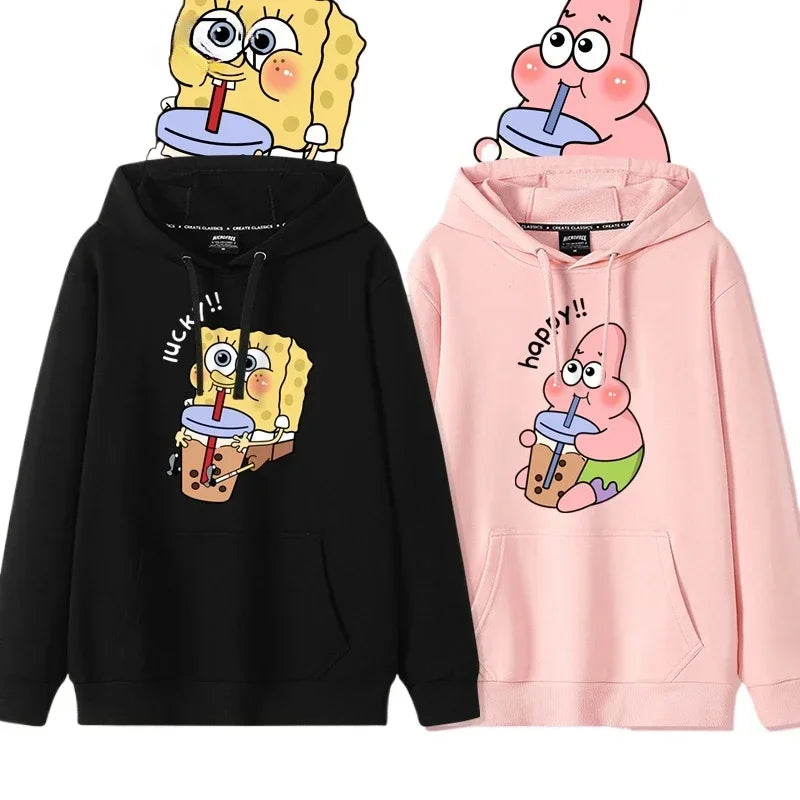 Sudadera negra con capucha de Bob Esponja - Estilo relajado (Streetwear)