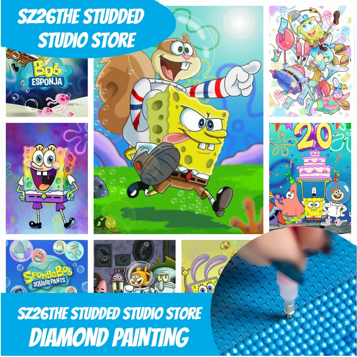 Diamond Painting Bob Esponja - Cumpleaños