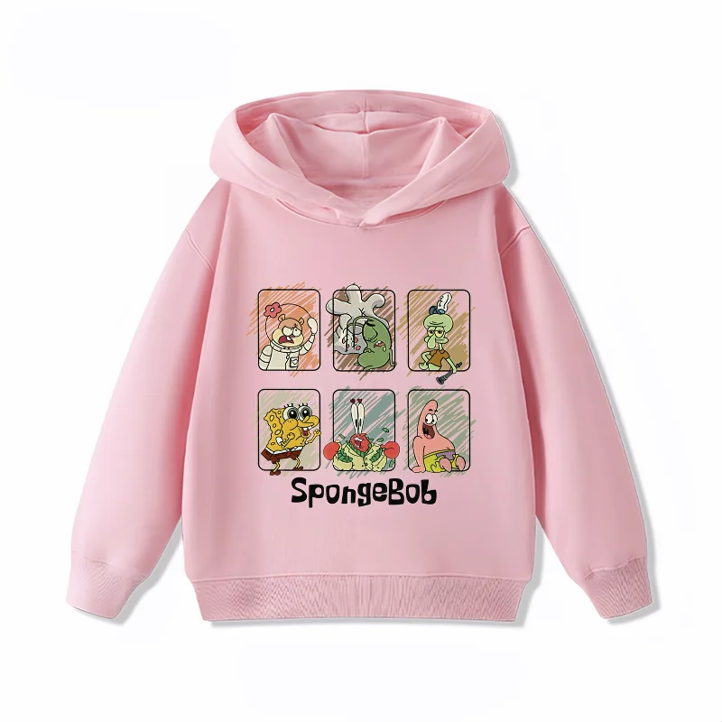 Pull rose Bob l'Éponge : style bande dessinée