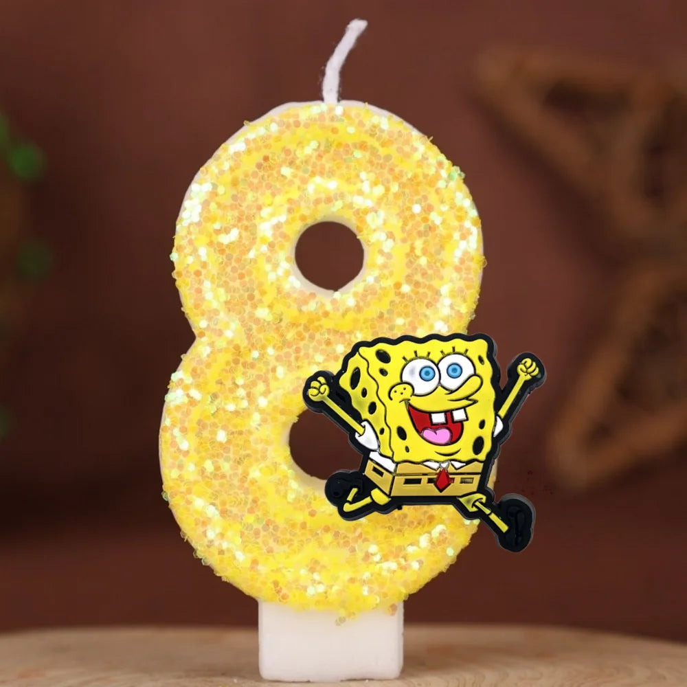 Vela de cumpleaños de Bob Esponja - Número con purpurina