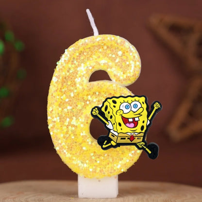 Vela de cumpleaños de Bob Esponja - Número con purpurina