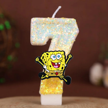 Vela de cumpleaños de Bob Esponja - Número con purpurina