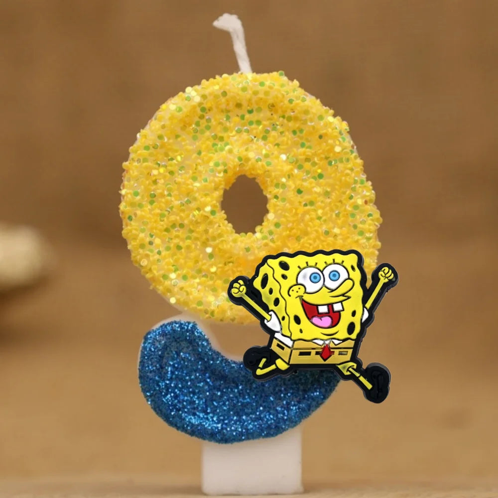 Vela de cumpleaños de Bob Esponja - Número con purpurina