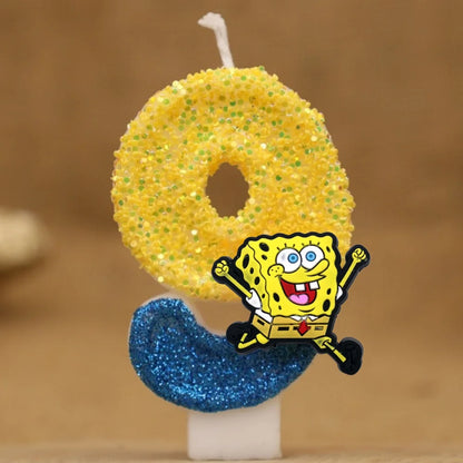 Vela de cumpleaños de Bob Esponja - Número con purpurina