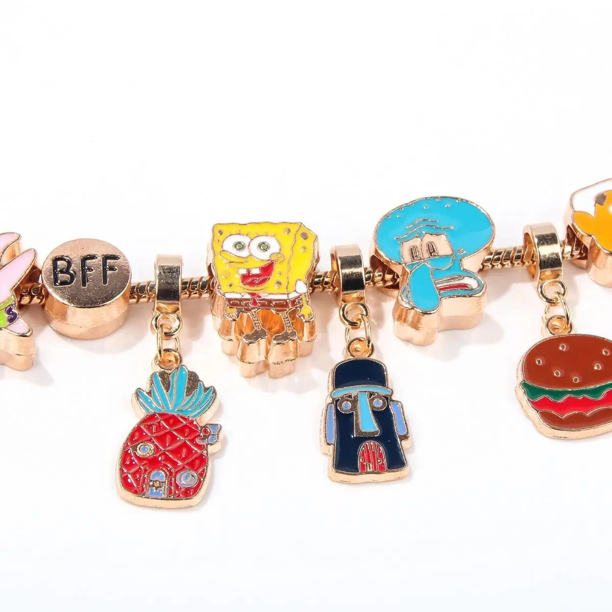 SpongeBob Curb Chain Bracelet - Gold Charms