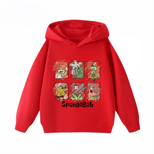 Hoodie rouge Bob l'Éponge : collage vintage
