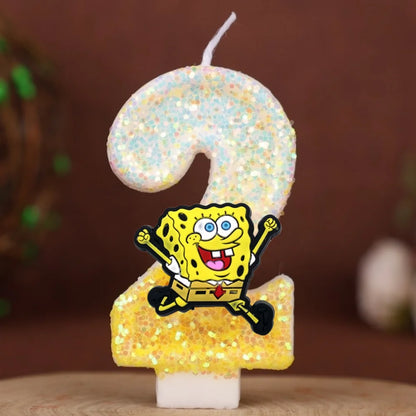 Vela de cumpleaños de Bob Esponja - Número con purpurina