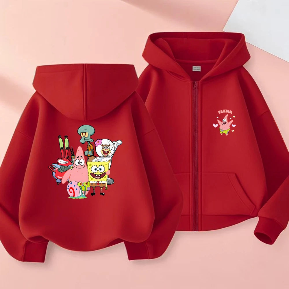 Chaleco infantil con cremallera de Bob Esponja - Negro (estilo urbano)