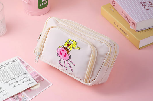 Trousse scolaire Bob l'Éponge : beige, style kawaii