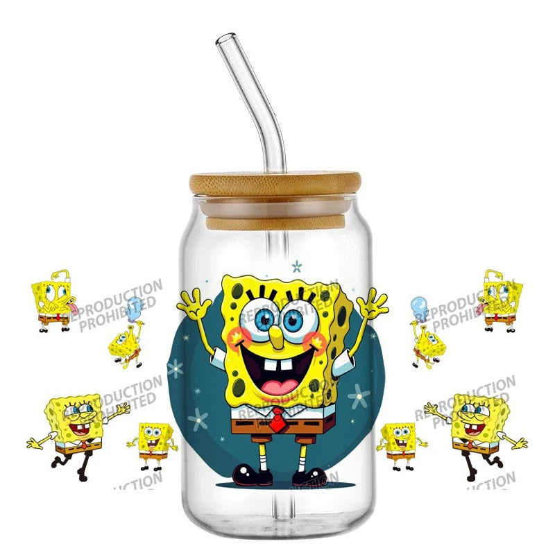 SpongeBob Glass - Can Style with Straw
