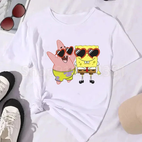 Camiseta blanca de Bob Esponja - Estilo vacacional (Gafas)