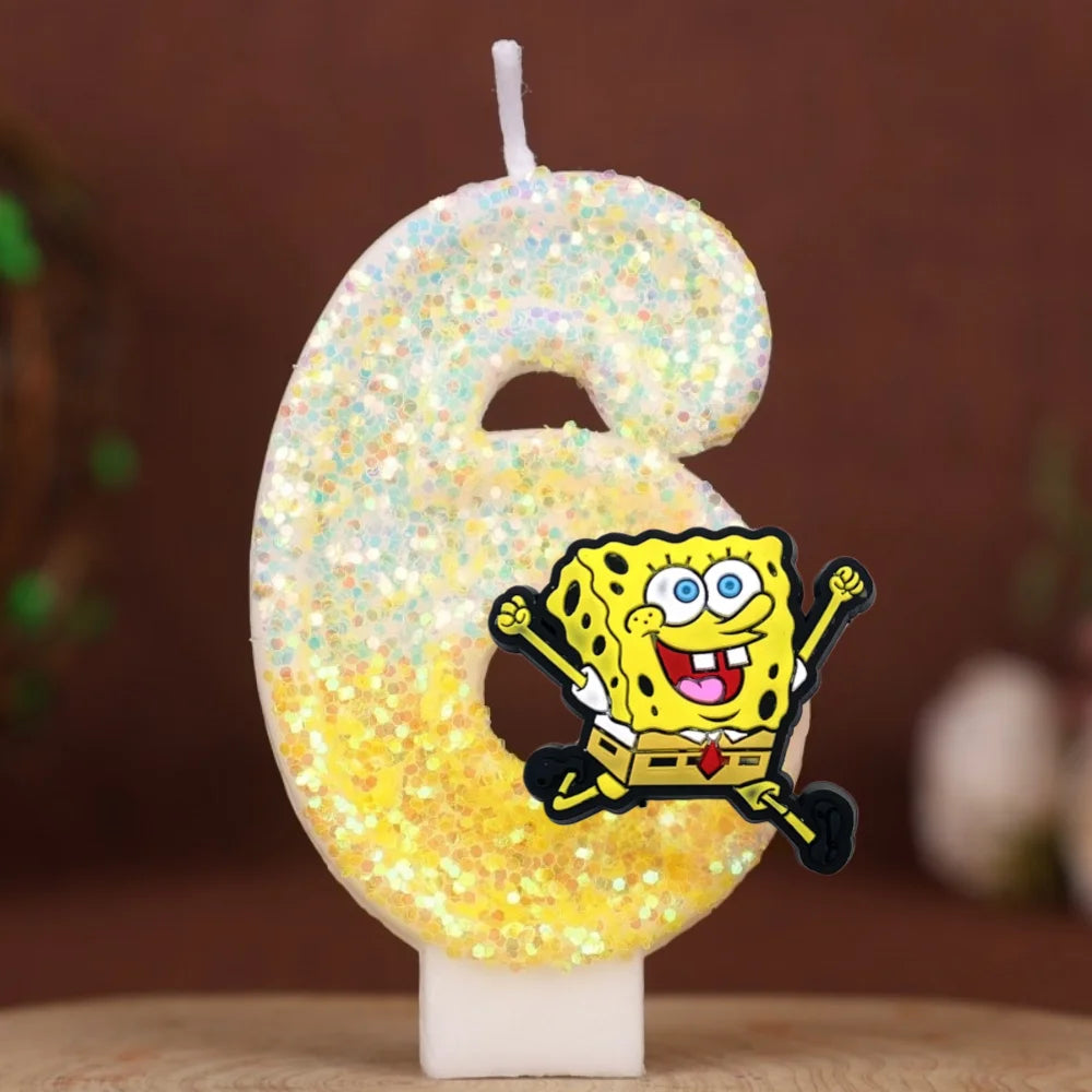 Vela de cumpleaños de Bob Esponja - Número con purpurina
