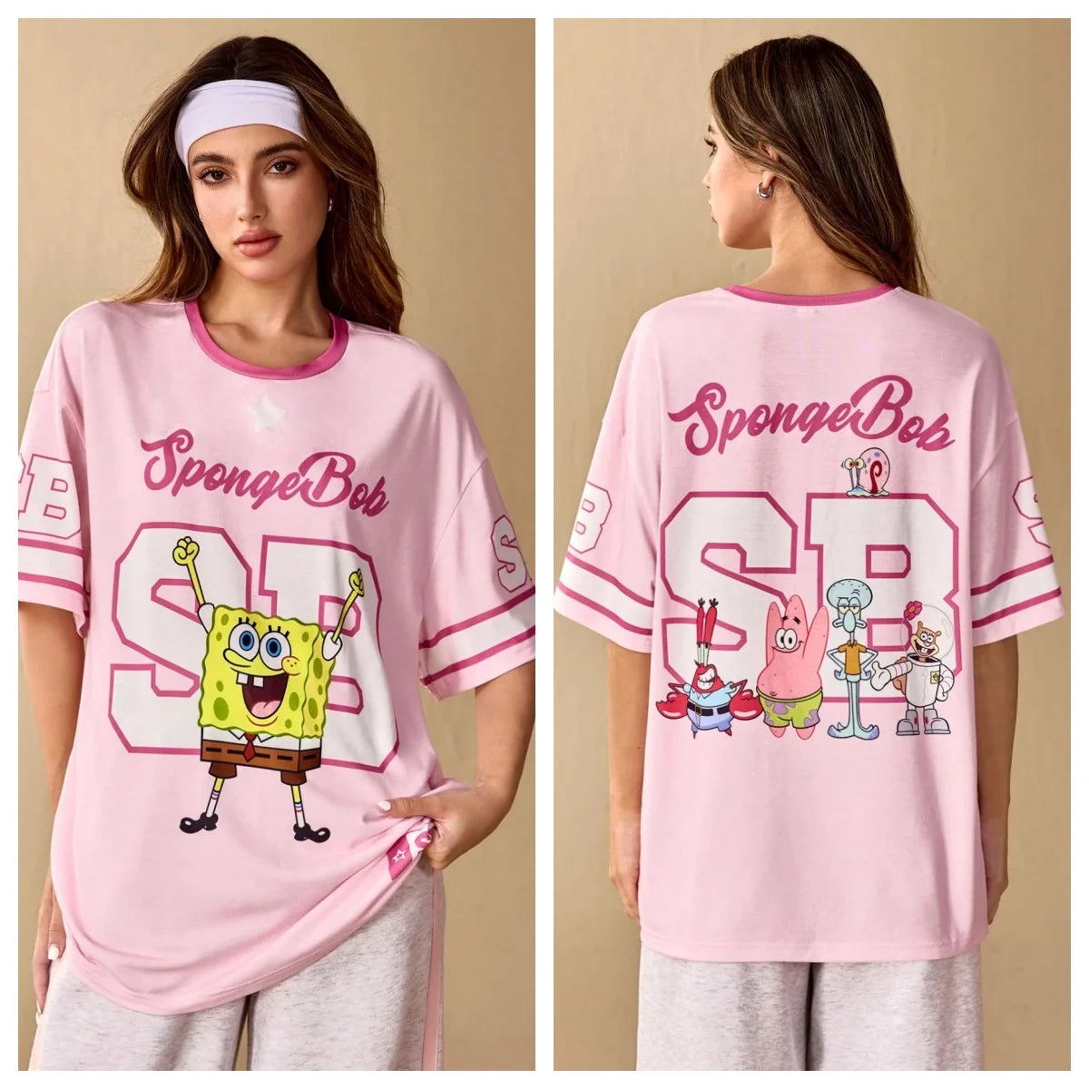 SpongeBob T-Shirt - Oversized Pink Jersey