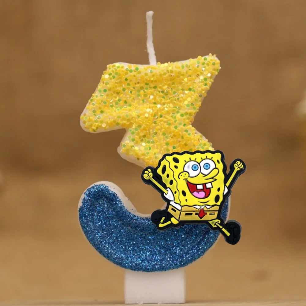 Vela de cumpleaños de Bob Esponja - Número con purpurina