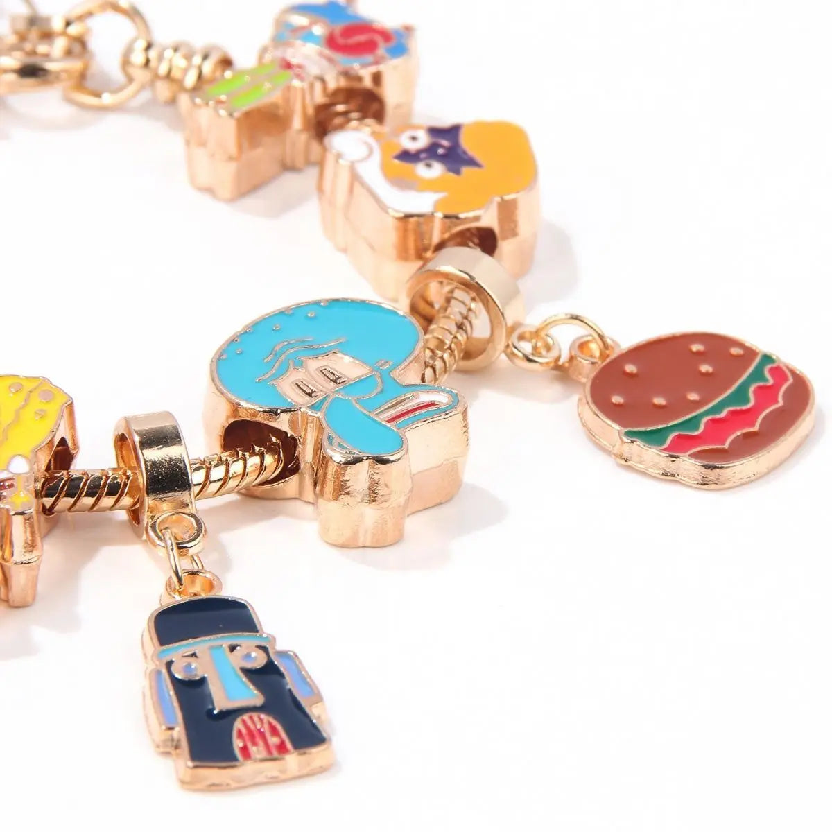 SpongeBob Curb Chain Bracelet - Gold Charms