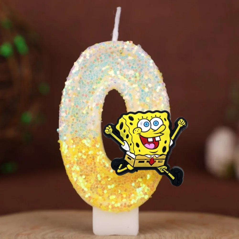 Vela de cumpleaños de Bob Esponja - Número con purpurina
