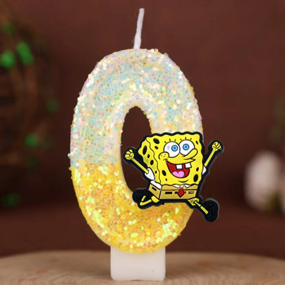 Vela de cumpleaños de Bob Esponja - Número con purpurina