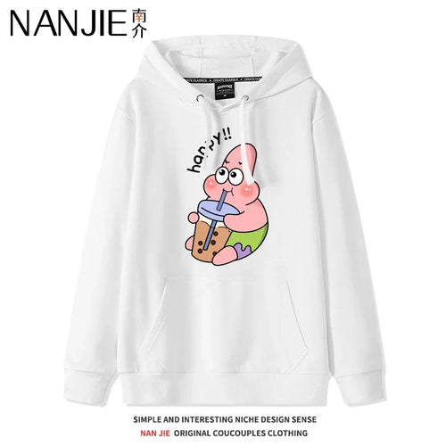 Sudadera blanca con capucha de Patricio Estrella - Hora del snack