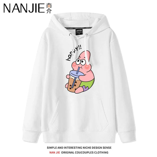 Sudadera blanca con capucha de Patricio Estrella - Hora del snack