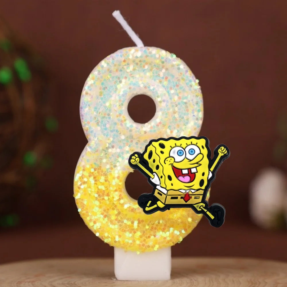 Vela de cumpleaños de Bob Esponja - Número con purpurina
