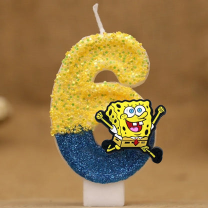 Vela de cumpleaños de Bob Esponja - Número con purpurina
