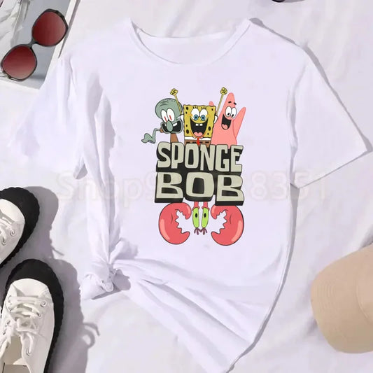 Camiseta blanca de Bob Esponja - Logo streetwear (Grafiti)