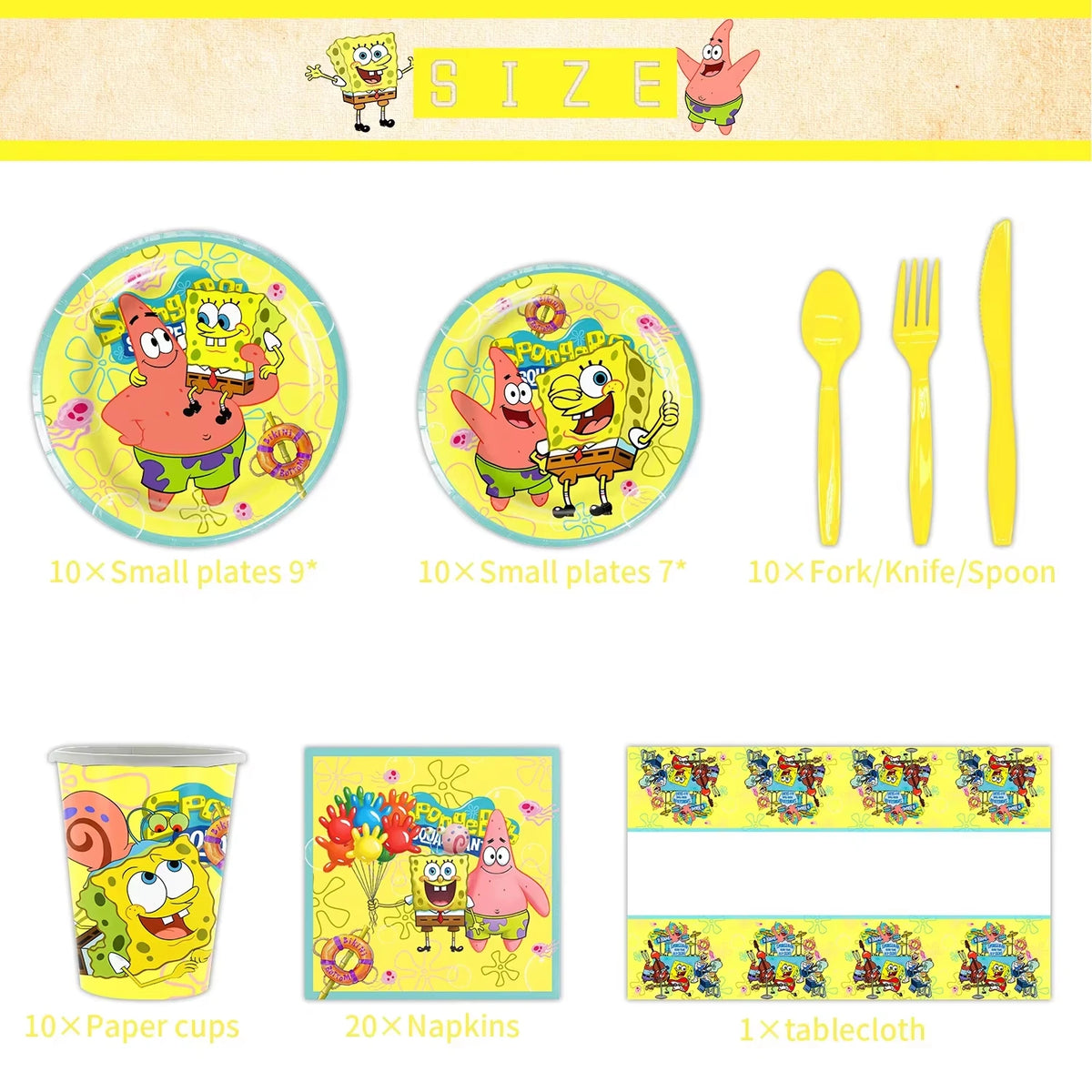 Set de table jaune Bob l'Éponge