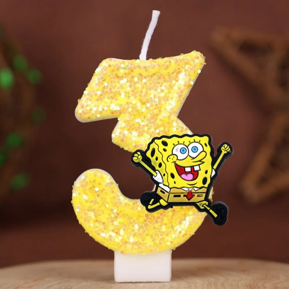 Vela de cumpleaños de Bob Esponja - Número con purpurina