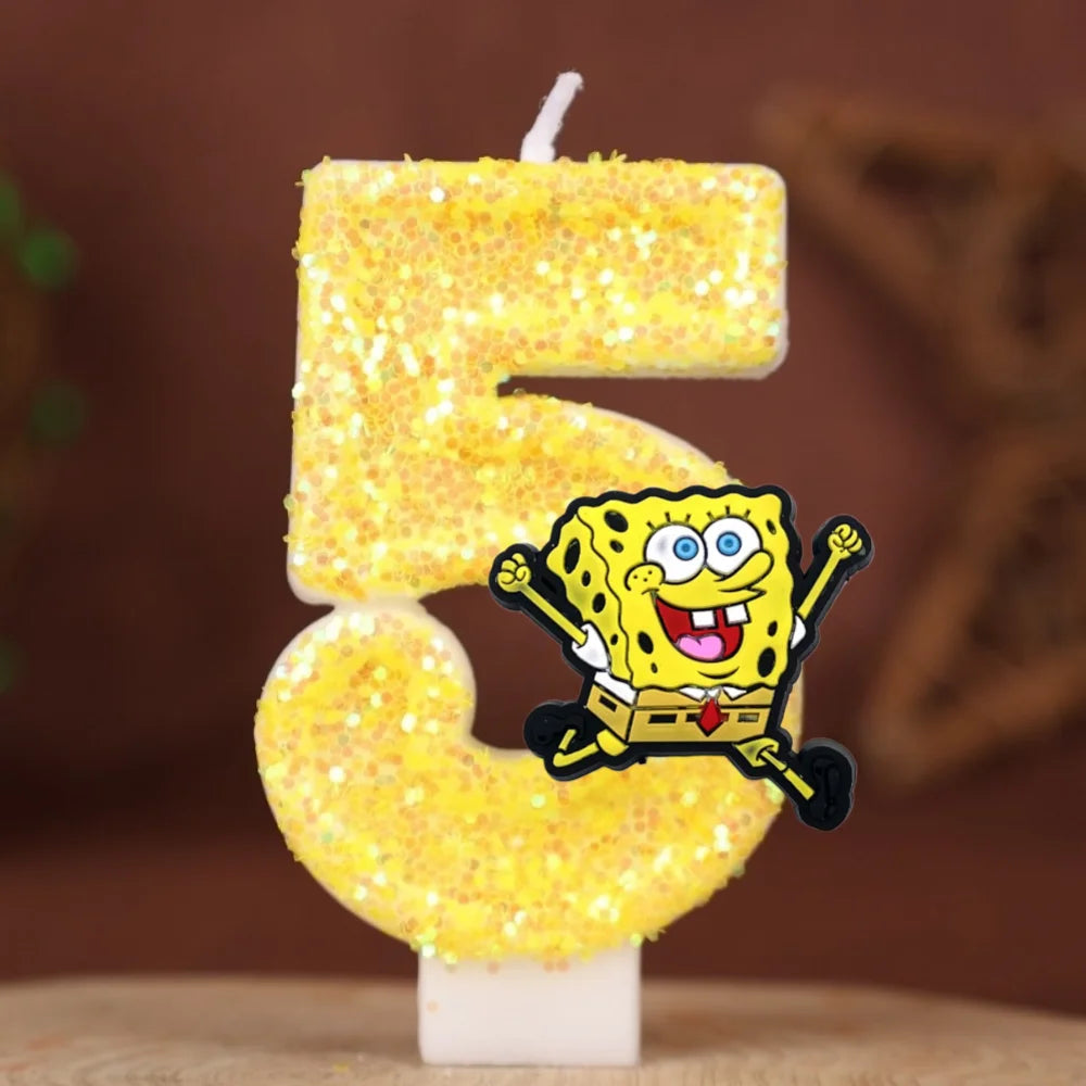 Vela de cumpleaños de Bob Esponja - Número con purpurina