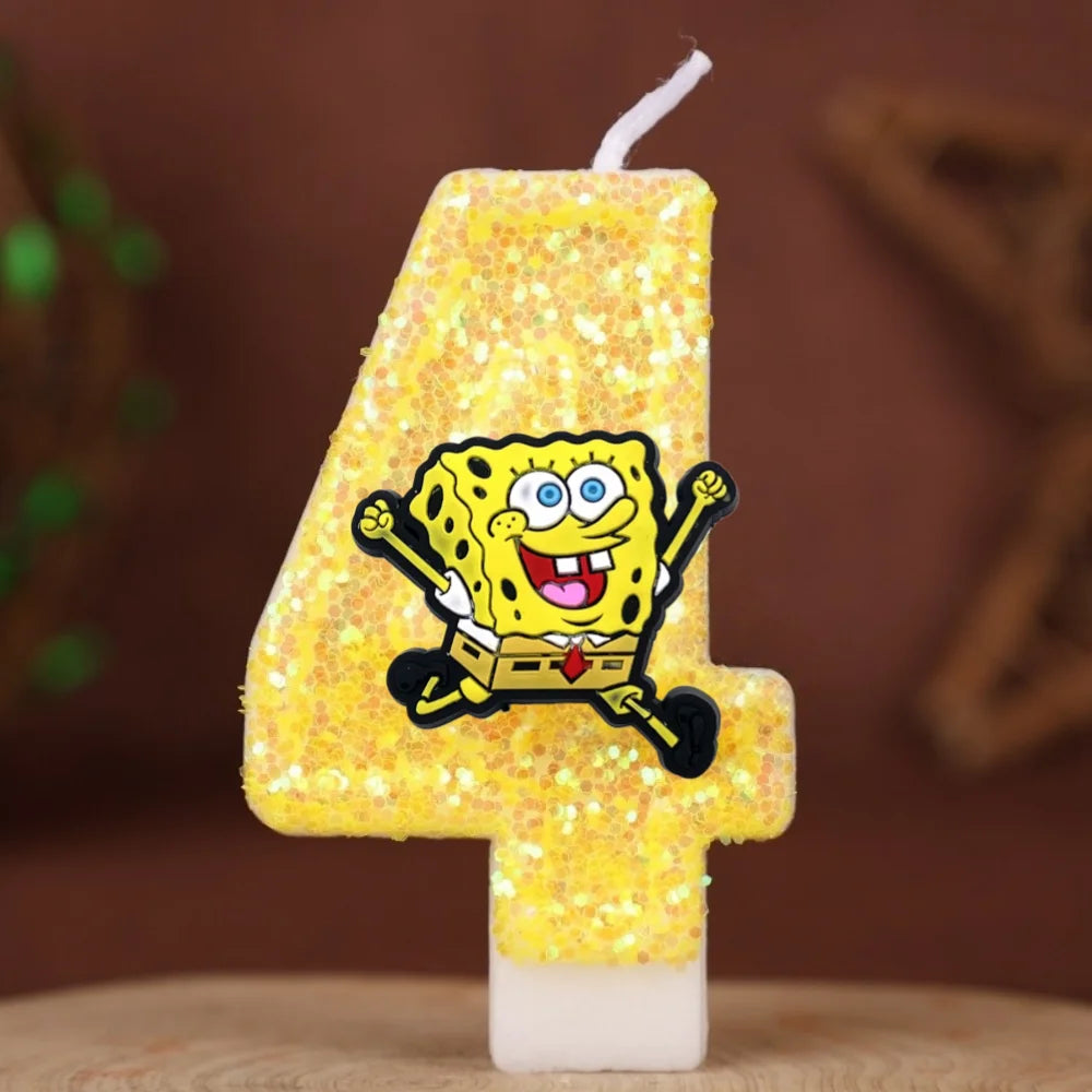 Vela de cumpleaños de Bob Esponja - Número con purpurina