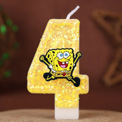 Vela de cumpleaños de Bob Esponja - Número con purpurina