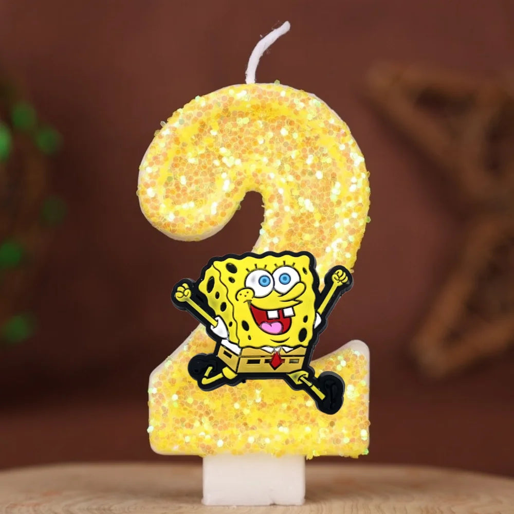 Vela de cumpleaños de Bob Esponja - Número con purpurina