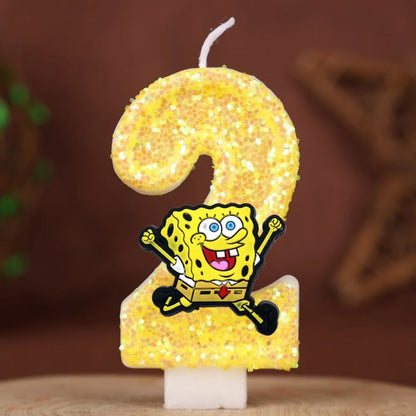 Vela de cumpleaños de Bob Esponja - Número con purpurina