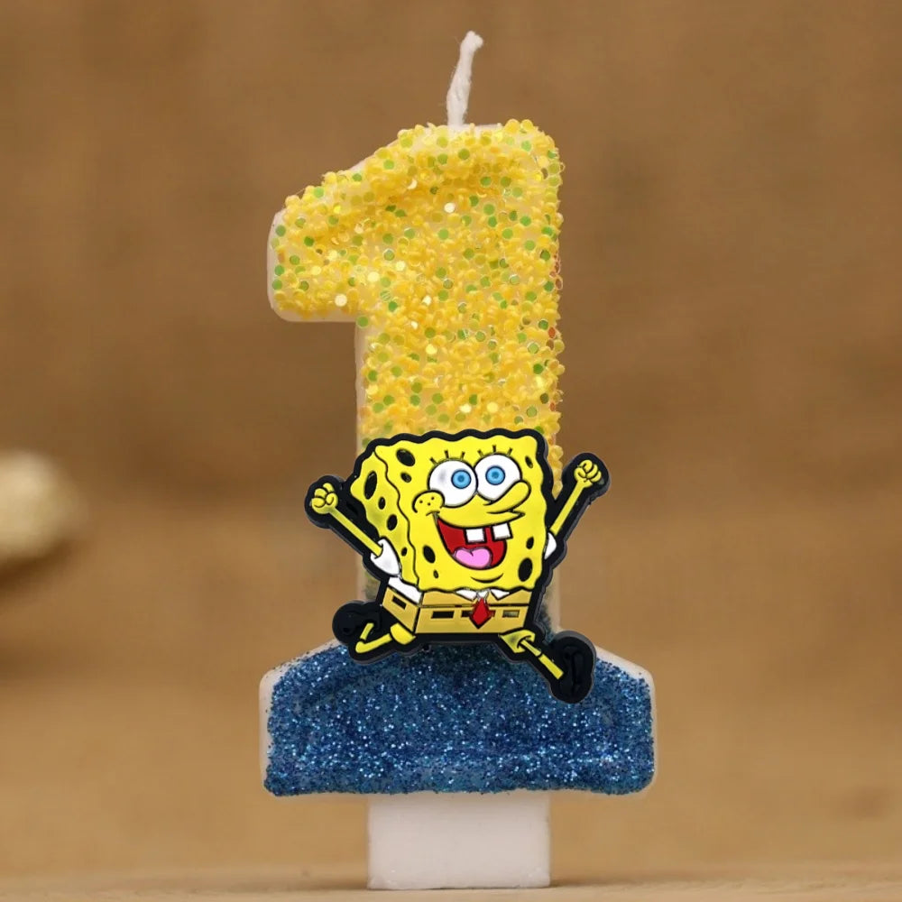 Vela de cumpleaños de Bob Esponja - Número con purpurina