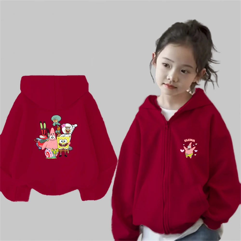 Chaleco infantil con cremallera de Bob Esponja - Negro (estilo urbano)
