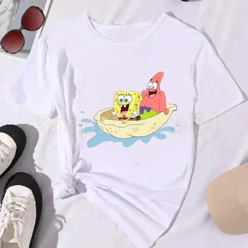Camiseta blanca de Bob Esponja - Siesta y relax