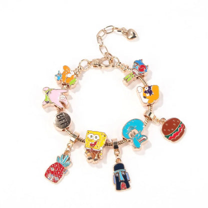 SpongeBob Curb Chain Bracelet - Gold Charms