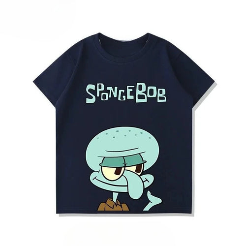 T-shirt bleu marine Bob l'Éponge : visage de Carlo