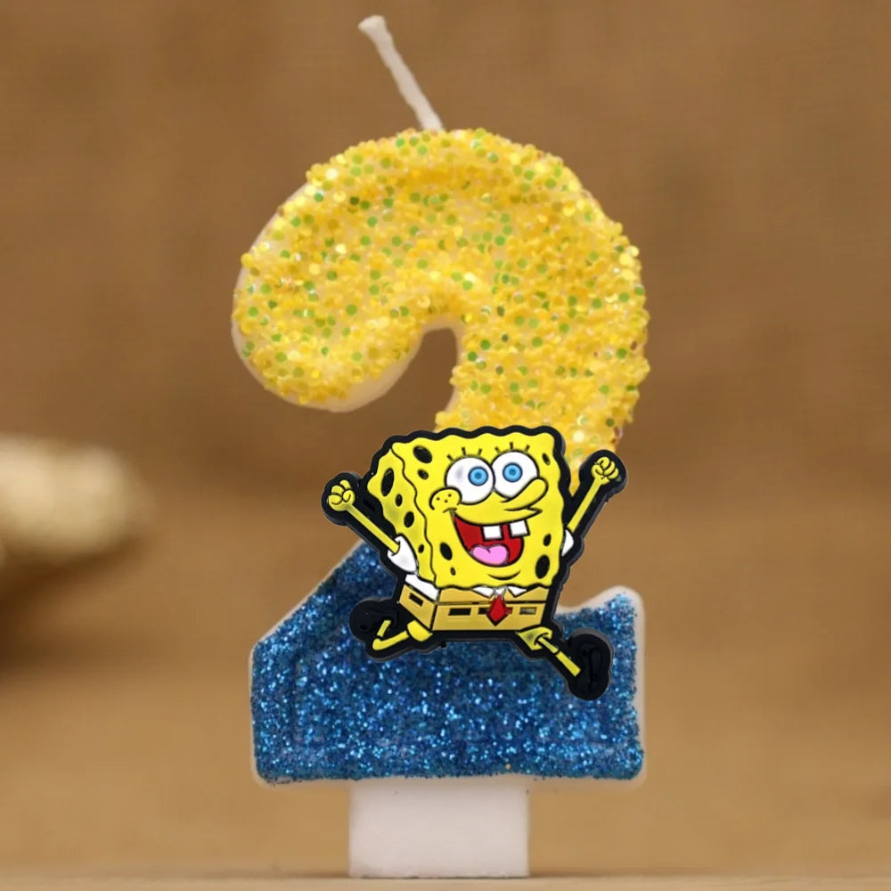 Vela de cumpleaños de Bob Esponja - Número con purpurina