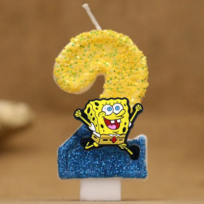 Vela de cumpleaños de Bob Esponja - Número con purpurina