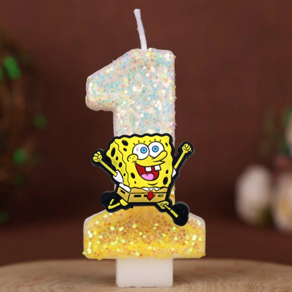 Vela de cumpleaños de Bob Esponja - Número con purpurina