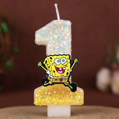 Vela de cumpleaños de Bob Esponja - Número con purpurina