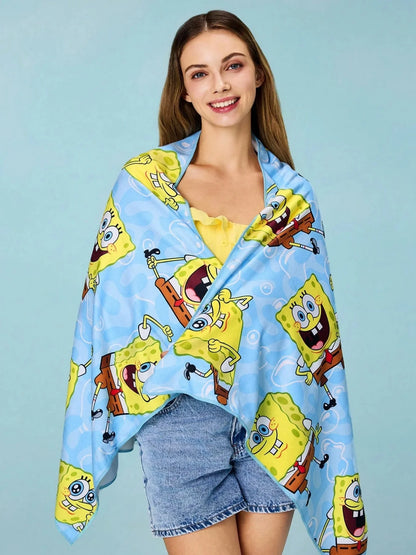 Toalla de playa de Bob Esponja - Estampado azul