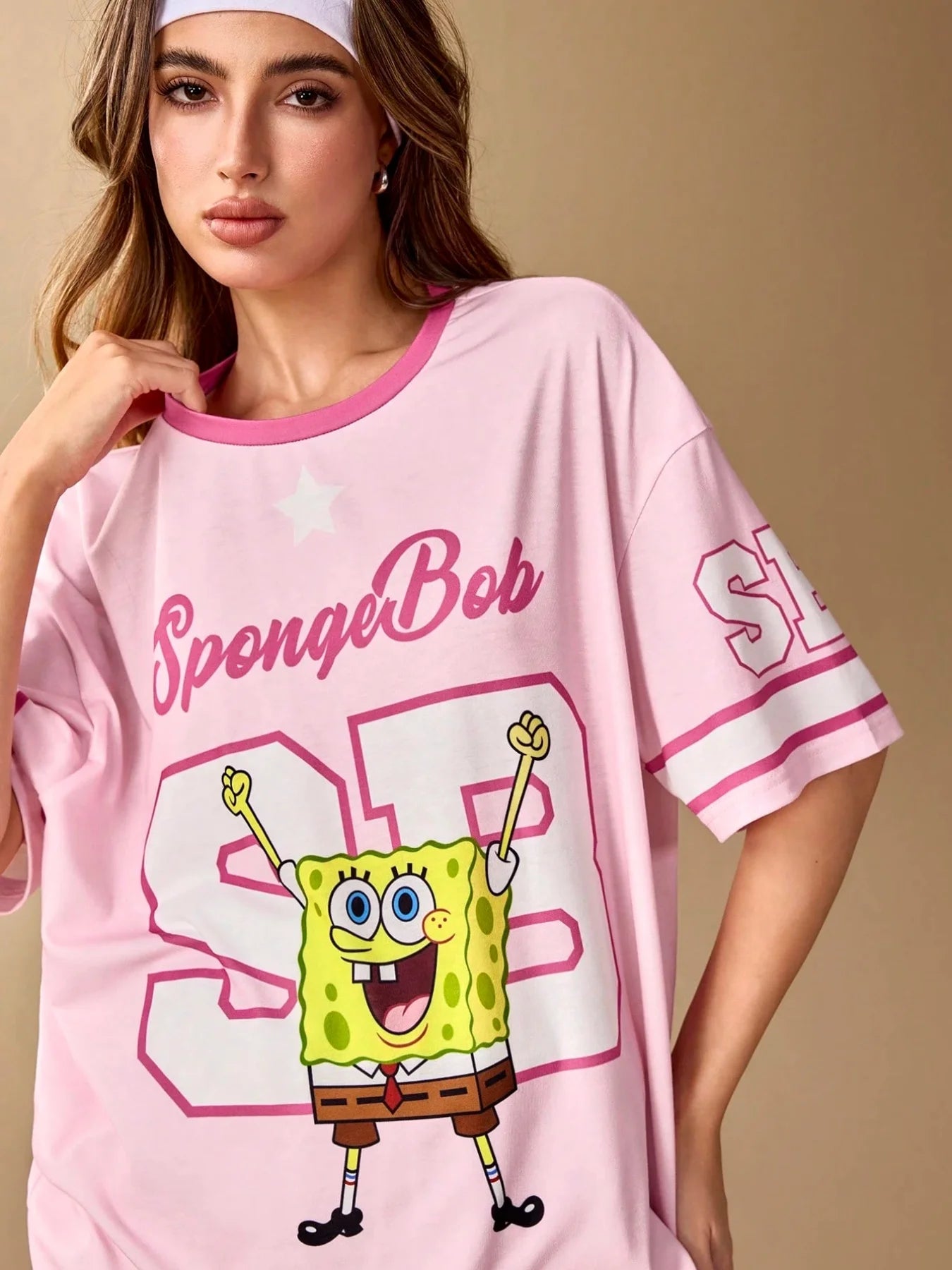 SpongeBob T-Shirt - Oversized Pink Jersey