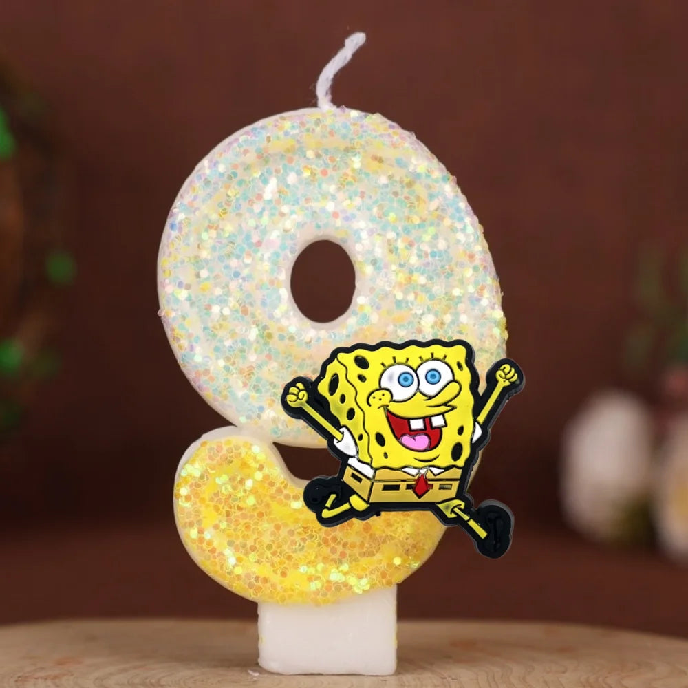 Vela de cumpleaños de Bob Esponja - Número con purpurina